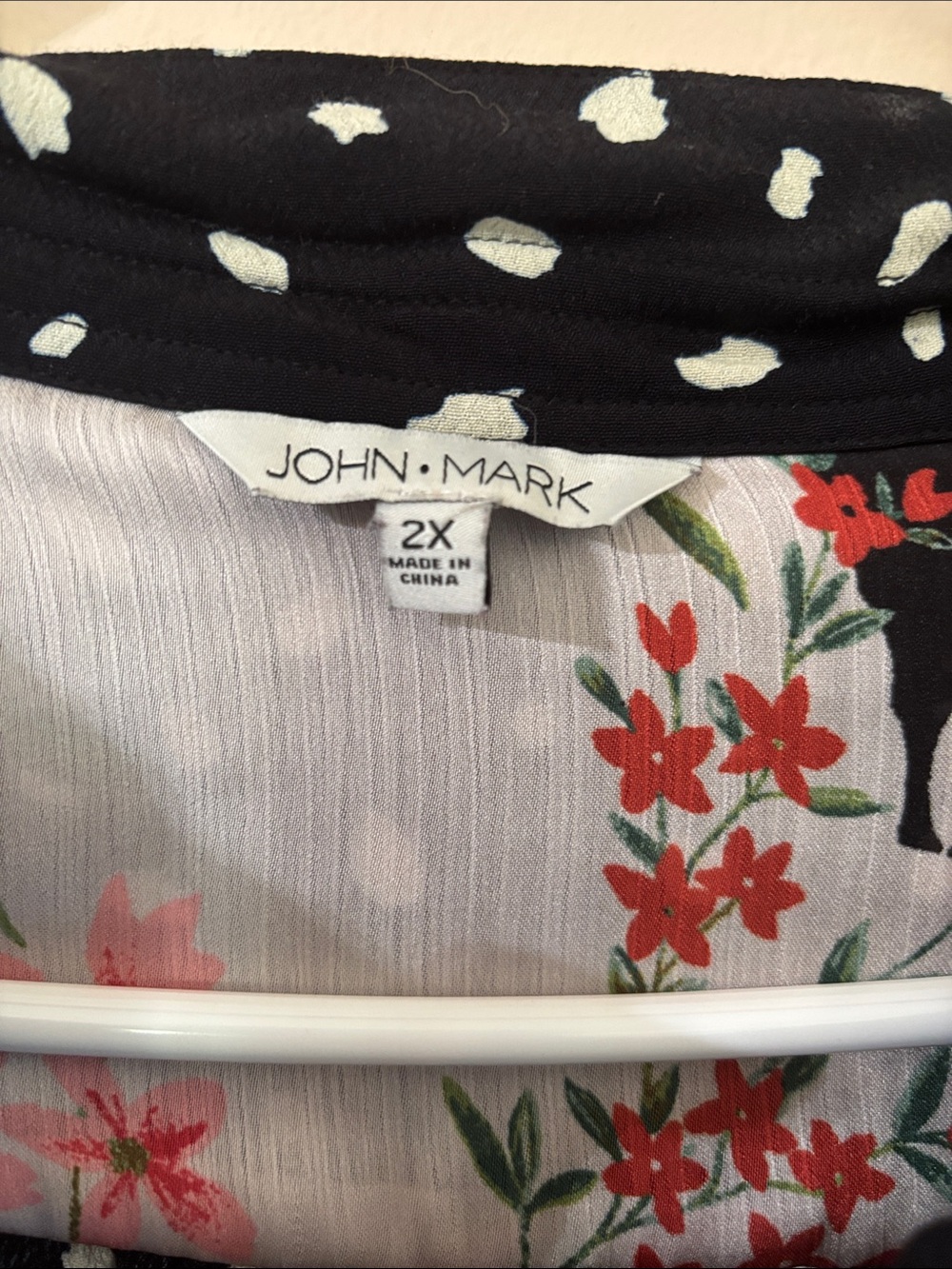 John Mark Black & White Mixed-Print Tiered Button Tunic with Floral Insets - Picture 3 of 6